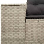 vidaXL Canapé de jardin 2 places et coussins gris clair résine tressée