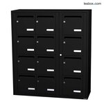 Bloc collectif Leabox  3x4  grade 3  simple face  intérieur  mural  noir 9005 finition brillante