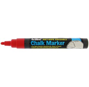 Marqueur Craie Liquide 'EPW-4' effaçable à sec pointe conique 4 mm rouge ARTLINE