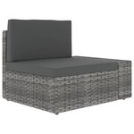 vidaXL Salon de jardin 8 Pièces avec coussins Gris Résine tressée