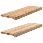 vidaXL Marches d'escalier 2 Pièces non traité bois de chêne massif