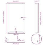 vidaXL Pieds de table de bar en U  2 pièces  noir  60 x (100-101) cm  acier