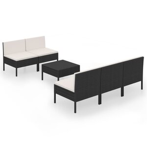 vidaXL Salon de jardin 6 Pièces avec coussins Résine tressée Noir