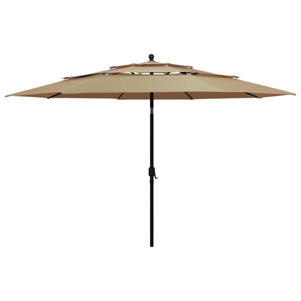 vidaXL Parasol de jardin à 3 niveaux avec mât en aluminium taupe 3 5 m