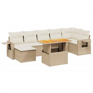 vidaXL Salon de jardin avec coussins 8 Pièces beige résine tressée