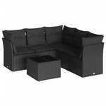 vidaXL Salon de jardin 6 Pièces avec coussins noir résine tressée