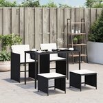 vidaXL Ensemble à manger de jardin coussins 5Pièces Noir Résine tressée