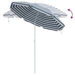 Parasol de plage vidaXL avec pied en aluminium bleu et blanc 300 cm