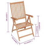 vidaXL Chaises inclinables de jardin lot de 6 Bois de teck solide