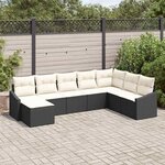 vidaXL Ensemble de canapé de jardin 8 Pièces Noir Poly rotin