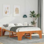 vidaXL Cadre de lit surélevé Marron 120 x 190 cm Bois massif en pin