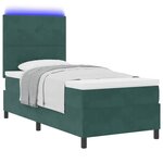vidaXL Lit à ressort LED avec matelas Vert foncé 90 x 190 cm Velours