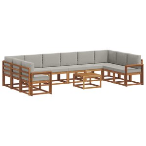 vidaXL Ensemble de canapés d'extérieur 11 pc Gris Naturel et Clair