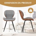 Ensemble de 2 chaises de salle à manger sans accoudoirs avec dossier courbé confortable pour salon cuisine chambre gris 20_0008458