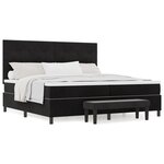 vidaXL Lit avec sommier et matelas & banc noir 200x200 cm en velours