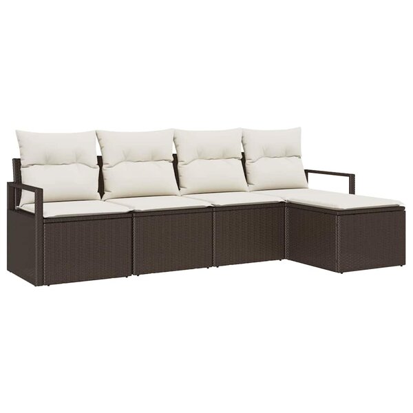 vidaXL Ensemble de canapé de jardin avec coussin 5 Pièces Marron et Crème