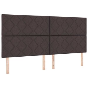 vidaXL Lit à ressort LED avec matelas Marron foncé 200 x 200 cm tissu