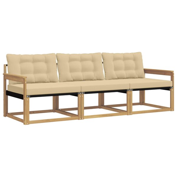 vidaXL Ensemble de canapés d'extérieur 3 Pièces Blanc et Beige