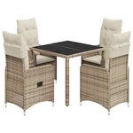 vidaXL Ensemble de bistro de jardin 5 Pièces coussins beige poly rotin