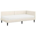 vidaXL Cadre de lit d'angle avec matelas Autre 2 Pièces Crème Velours