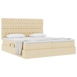 vidaXL Lit de Rangement avec tête de lit Crème 200 x 200 cm Tissu