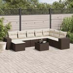 vidaXL Salon de jardin avec coussins 9 Pièces marron résine tressée