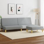 vidaXL Canapé-lit à 2 places avec repose-pied gris clair tissu