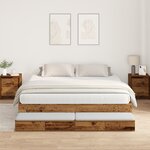 vidaXL Cadre de lit de rangement Vieux bois 200x200 cm