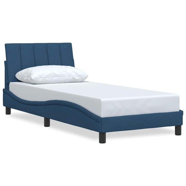 vidaXL Cadre de lit sans matelas Hanko bleu 90x200 cm tissu