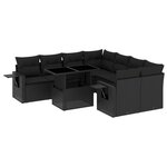 vidaXL Salon de jardin 9 Pièces avec coussins noir résine tressée