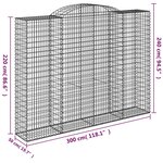 vidaXL Paniers à gabions arqués 2 Pièces 300x50x220/240 cm fer galvanisé