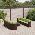 vidaXL Salon de jardin avec coussins 9 Pièces marron résine tressée