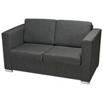 vidaXL Ensemble de canapés trois pièces Tissu Gris foncé