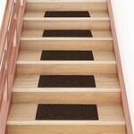 vidaXL Tapis d'escalier autocollants 30 pièces 60 x 25 cm Marron Rectangulaire