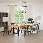 vidaXL Table à manger marron clair bois de chêne massif ovale