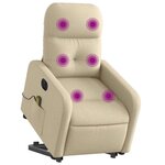vidaXL Fauteuil inclinable de massage électrique Crème Tissu