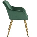 Lot de 6 chaises pieds doré siège de salon cuisine salle à manger design élégant velours vert 08_0000062