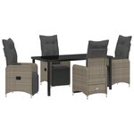 vidaXL Set de dîner de jardin 5 pièces avec coussins Gris Rotin Poly