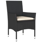vidaXL Ensemble de Salle à Manger de Jardin de 7 Pièces avec Coussins en Poly Rattan Noir