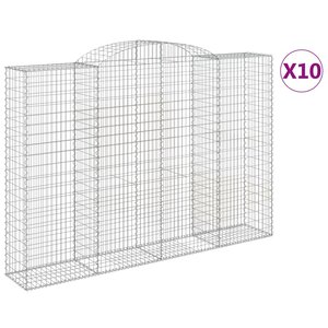 vidaXL Paniers à gabions arqués 10 Pièces 300x50x200/220 cm Fer galvanisé