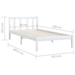 vidaXL Cadre de lit sans matelas blanc bois massif