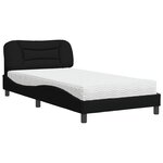 vidaXL Lit avec matelas Hvar noir 100x200 cm tissu