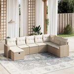 vidaXL Salon de jardin avec coussins 8 Pièces beige résine tressée