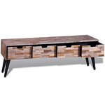 vidaXL Table console TV avec 4 tiroirs Bois de teck recyclé
