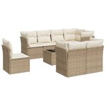 vidaXL Salon de jardin avec coussins 9 Pièces beige résine tressée