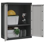 vidaXL Armoire de rangement d'extérieur gris et noir 65x37x85 cm PP
