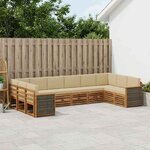 vidaXL Ensemble de canapés d'extérieur 7 pc Naturel