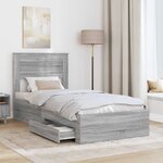 vidaXL Cadre de lit avec tiroir avec tête de lit Bois d'ingénierie