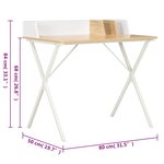 vidaXL Bureau Blanc et naturel 80x50x84 cm