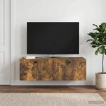 vidaXL Meuble TV mural Chêne fumé 98 x 41 x 30 cm Bois d'ingénierie